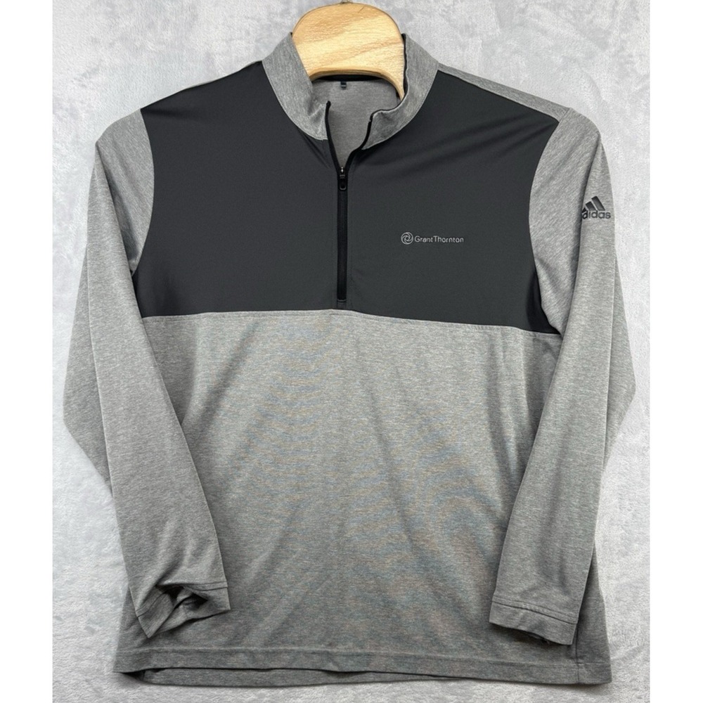 Adidas Golf Lightweight Gray 1/4‎ Zip Pullover Grant Thornton Logo Men's Size XL